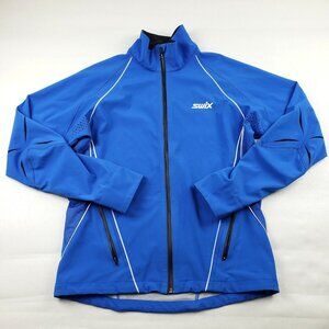 Swix Cross Country Ski Jacket Mens Large Blue Softshell Vented Winter Nordic XC